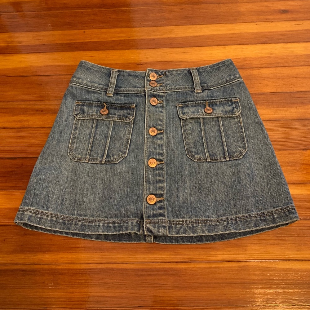 High Waist Button Up Jean Skirt